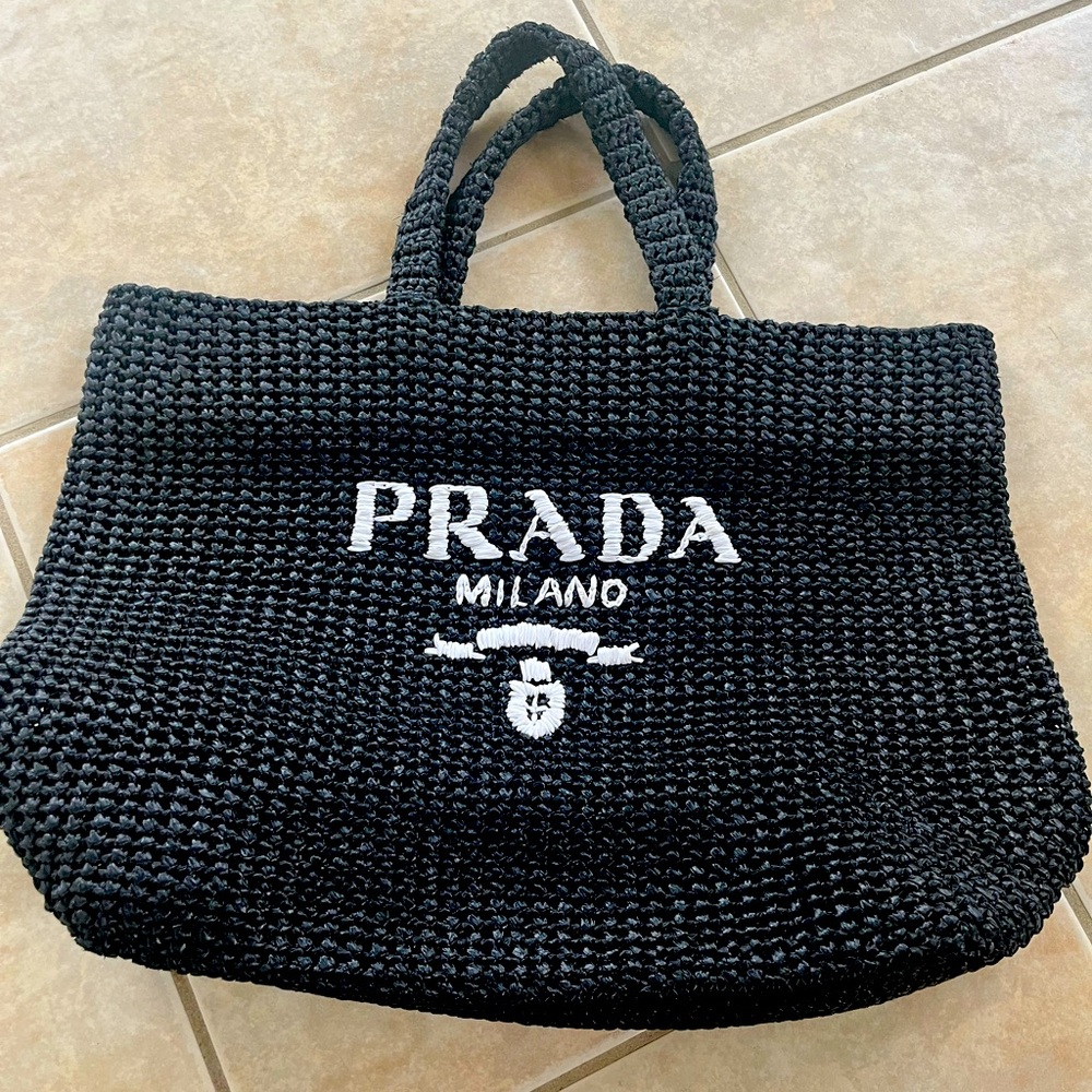 Beautiful, barely worn Prada Crochet Tote Bag